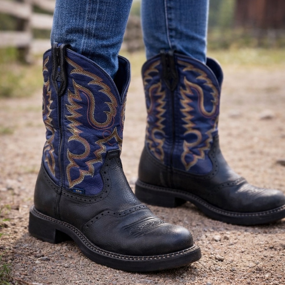 Justin Gypsy FFA Edition Women’s Black and Blue Heeled Boots